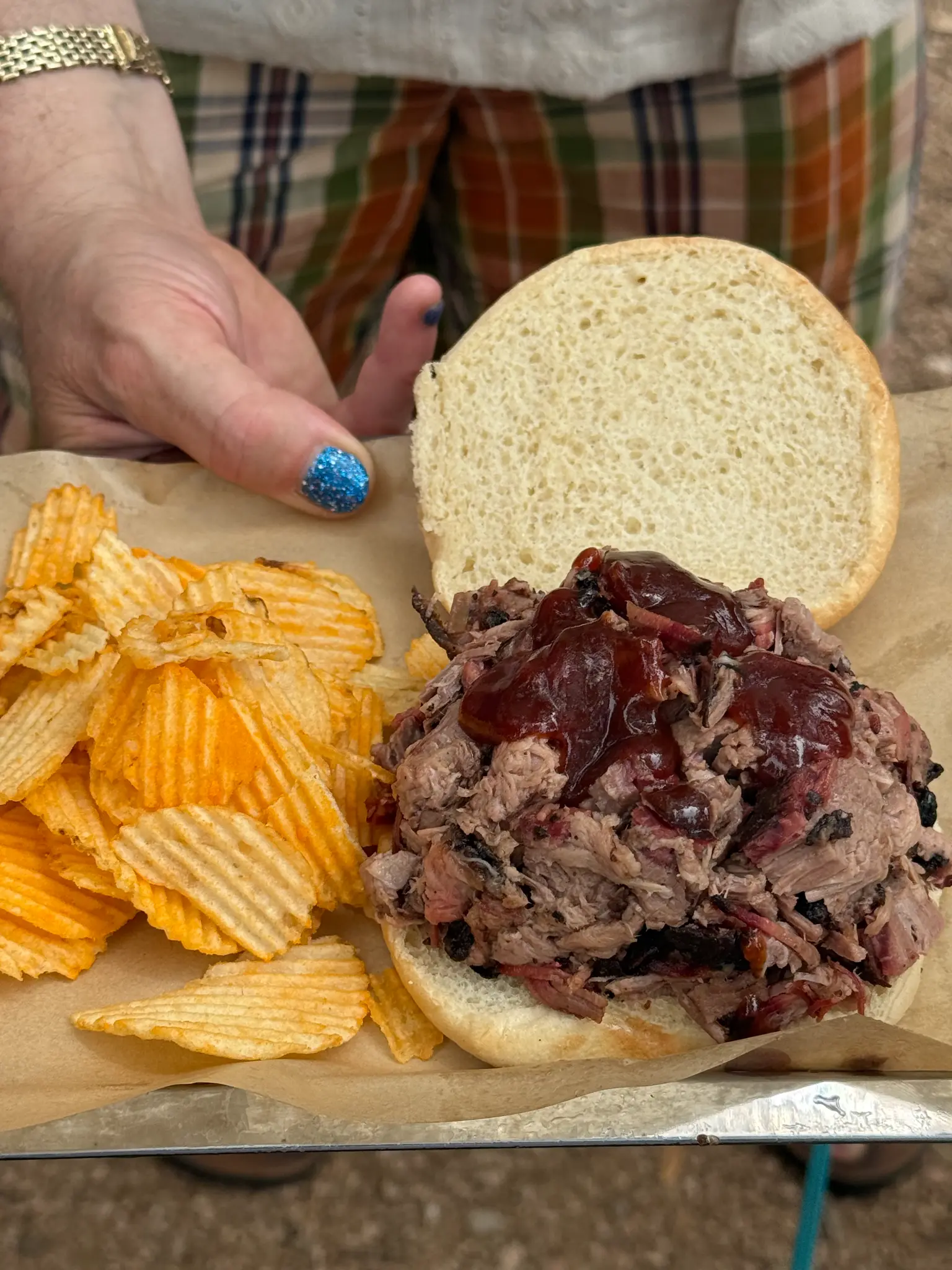 Brisket Sandwich with Chips